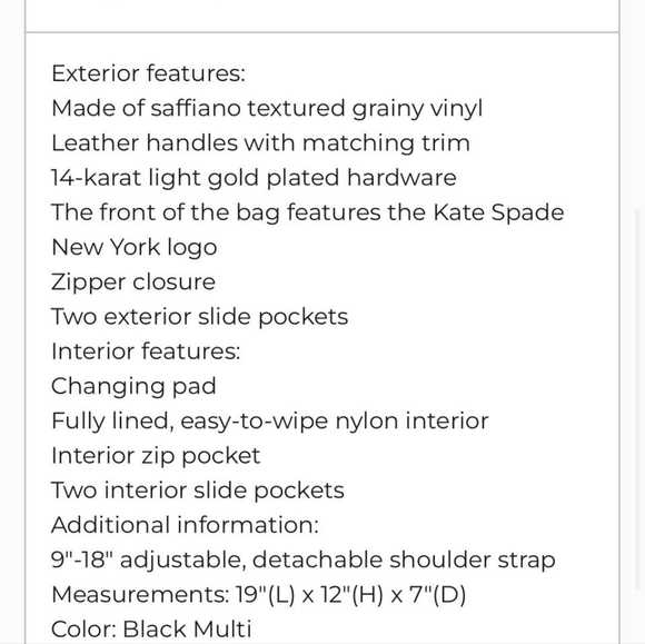 EUC Kate Spade baby bag with change pad - Picture 4 of 4